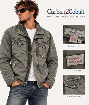 Military Carbon 2 Cobalt Men's Cotton Utility Field Jacket Size M Olive Green